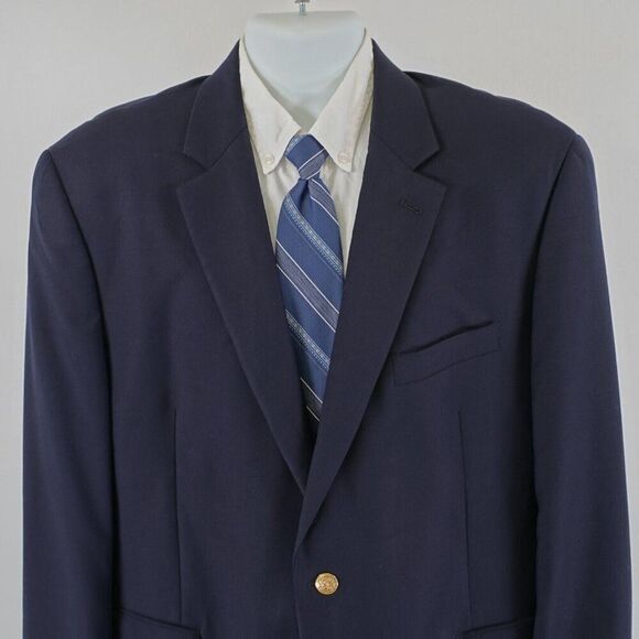 Lauren Ralph Lauren Blue Wool 2 Gold Button Blazer 46R - Picture 1 of 11